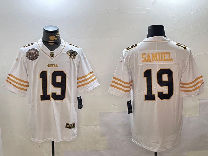 Men San Francisco 49ers 19 Samuel White Gold 2024 Nike Limited NFL Jersey style 12301